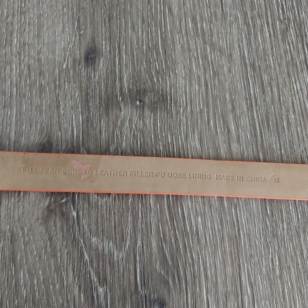 Iguana Print Orange Bonded Leather Skinny Belt Medium
